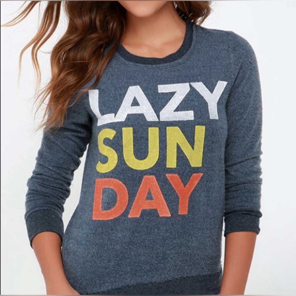 Chaser Long Sleeve Grey Lazy Sunday Top size Medium and Large. New with tag